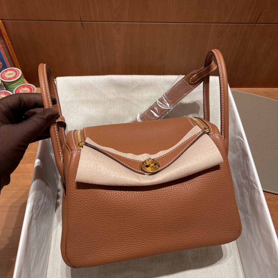 에르메스 린디백26 골드브라운 금장 끌레망스 가죽